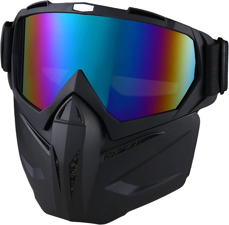 CROSSBODY Motorcycle Helmet Riding Goggles Glasses with Removable Face Mask,Vintage Bullet Fight Motocross,Paintball Mask Anti Fog,Tactical Full Face Mask Ski Mask Goggles Detachable Adjustable - Image 5